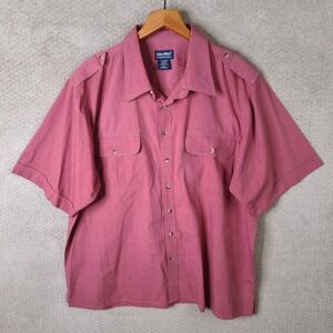 John Blair Shirt Mens 2XL Red Short Sleeve Button Down Double Pocket Casual‎